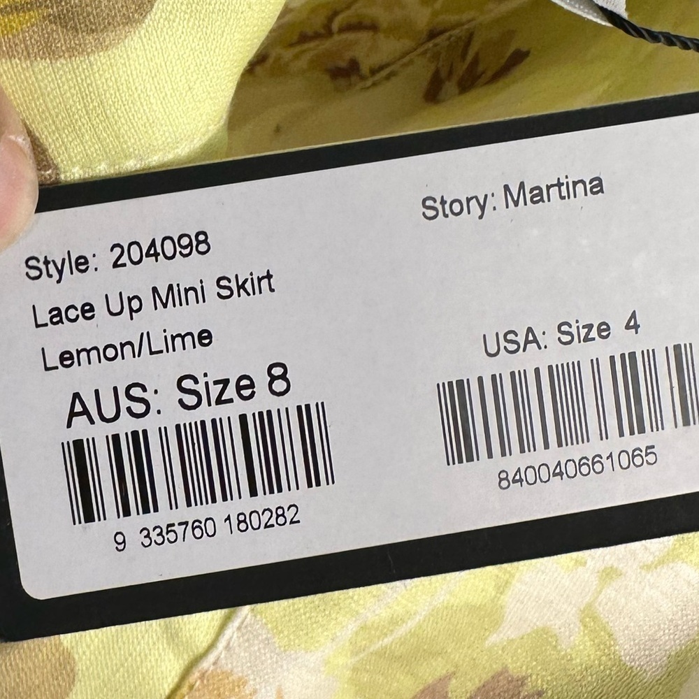 Shona Joy Martina Lace Up‎ Mini Skirt Lemon Lime Women’s Sz 8 NWT - Picture 12 of 12